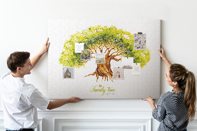 Tableau en liège Arbre généalogique aquarelle avec feuilles
