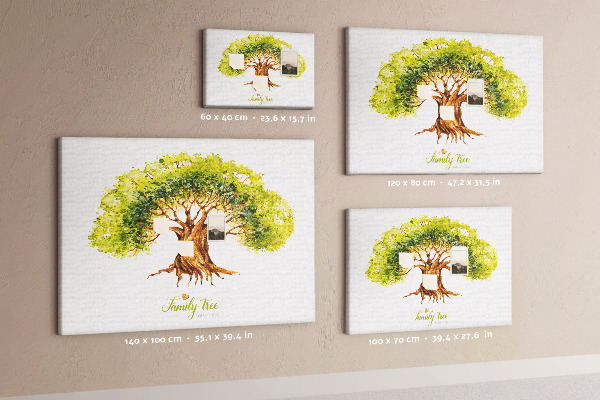 Tableau en liège Arbre généalogique aquarelle avec feuilles