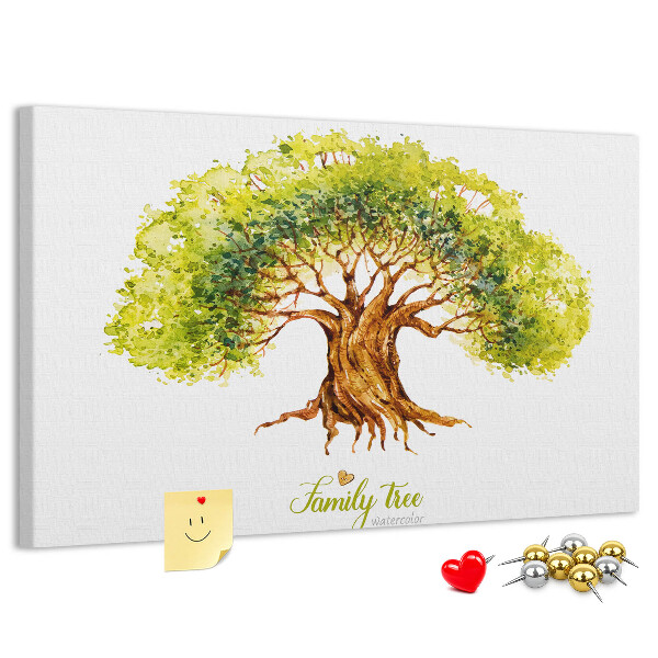 Tableau en liège Arbre généalogique aquarelle avec feuilles
