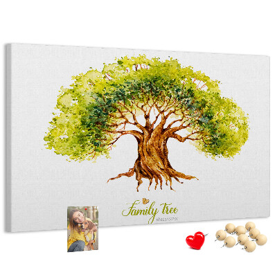 Tableau en liège Arbre généalogique aquarelle avec feuilles