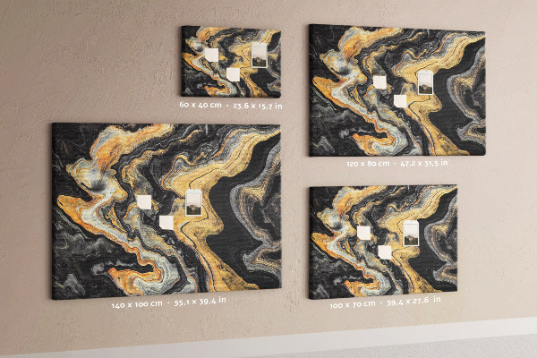 Tableau affichage liège Motif abstrait de vagues dorées et noires