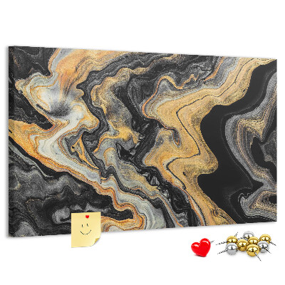 Tableau affichage liège Motif abstrait de vagues dorées et noires