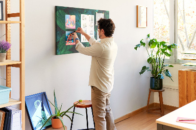 Tableau en liège Feuilles tropicales sur fond sombre
