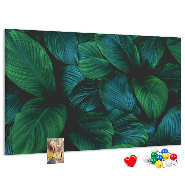 Tableau en liège Feuilles tropicales sur fond sombre