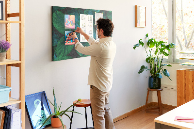 Tableau en liège Feuilles tropicales sur fond sombre