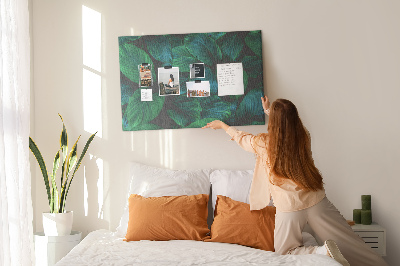 Tableau en liège Feuilles tropicales sur fond sombre