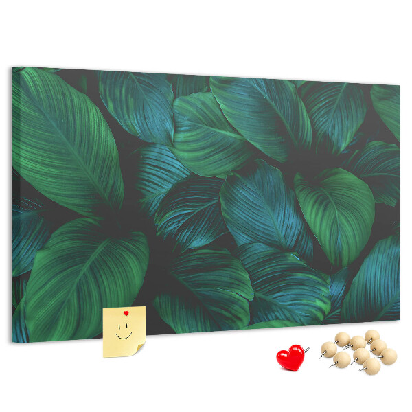 Tableau en liège Feuilles tropicales sur fond sombre