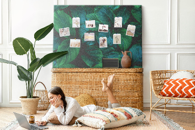 Tableau en liège Feuilles tropicales sur fond sombre