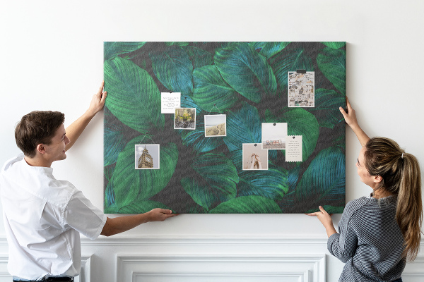 Tableau en liège Feuilles tropicales sur fond sombre