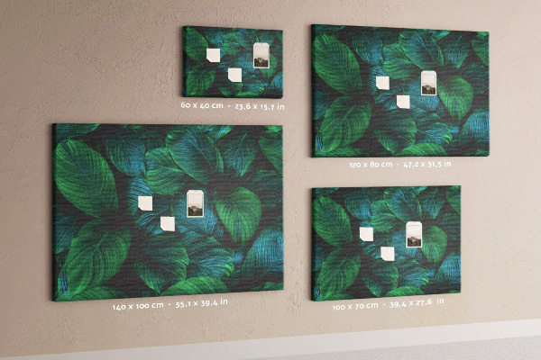 Tableau en liège Feuilles tropicales sur fond sombre