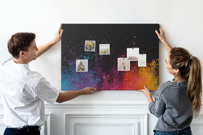 Tableau affichage liège Une explosion de couleurs sur fond noir