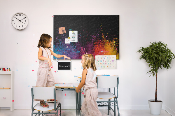 Tableau affichage liège Une explosion de couleurs sur fond noir