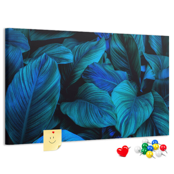 Tableau de liège Feuilles intenses dans des tons de bleu