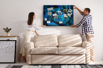 Tableau de liège Feuilles intenses dans des tons de bleu