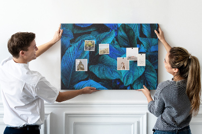 Tableau de liège Feuilles intenses dans des tons de bleu