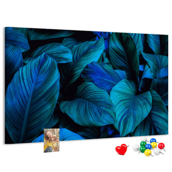 Tableau de liège Feuilles intenses dans des tons de bleu