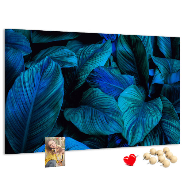 Tableau de liège Feuilles intenses dans des tons de bleu