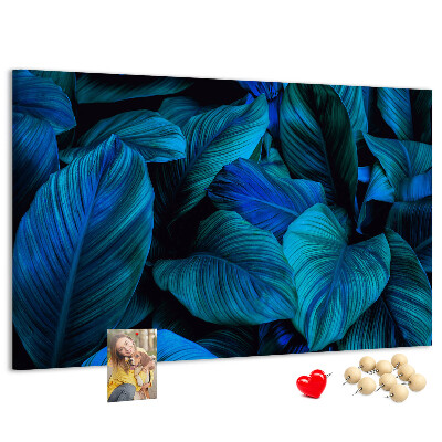 Tableau de liège Feuilles intenses dans des tons de bleu