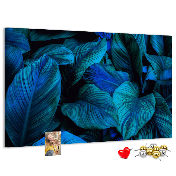 Tableau de liège Feuilles intenses dans des tons de bleu