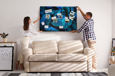 Tableau de liège Feuilles intenses dans des tons de bleu