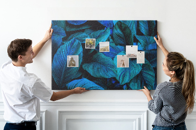 Tableau de liège Feuilles intenses dans des tons de bleu