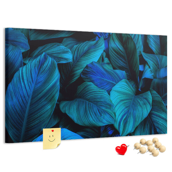 Tableau de liège Feuilles intenses dans des tons de bleu