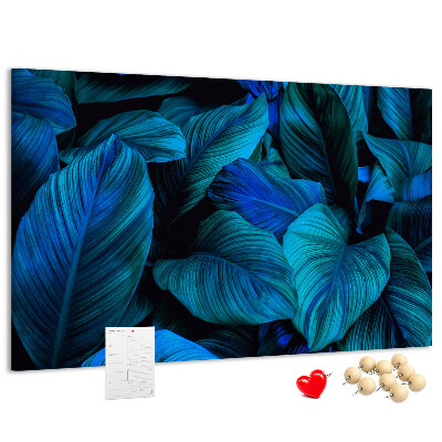 Tableau de liège Feuilles intenses dans des tons de bleu