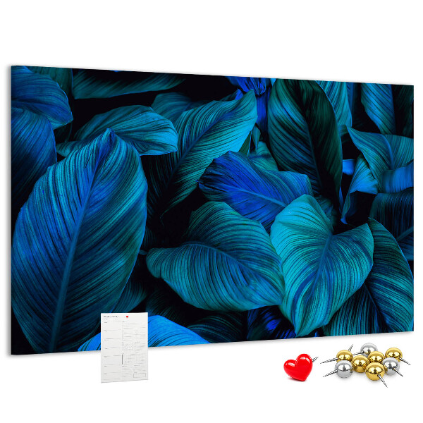 Tableau de liège Feuilles intenses dans des tons de bleu