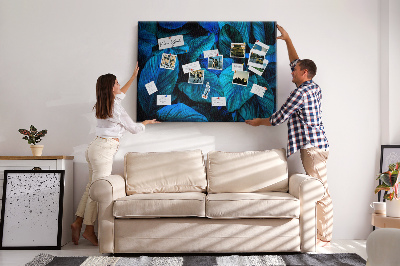 Tableau de liège Feuilles intenses dans des tons de bleu