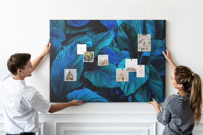 Tableau de liège Feuilles intenses dans des tons de bleu