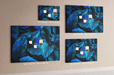 Tableau de liège Feuilles intenses dans des tons de bleu