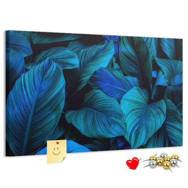 Tableau de liège Feuilles intenses dans des tons de bleu