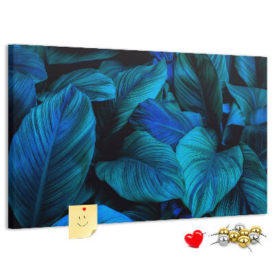 Tableau de liège Feuilles intenses dans des tons de bleu
