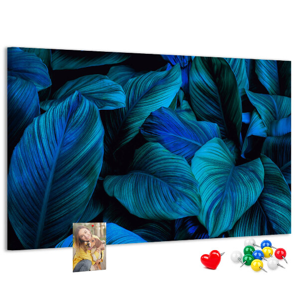 Tableau de liège Feuilles intenses dans des tons de bleu