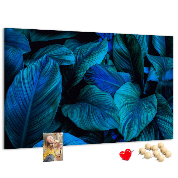 Tableau de liège Feuilles intenses dans des tons de bleu