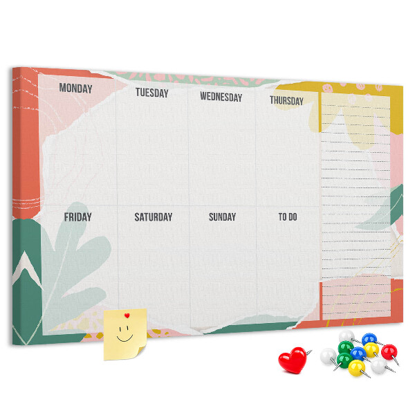 Tableau affichage liège Calendrier floral aux accents colorés