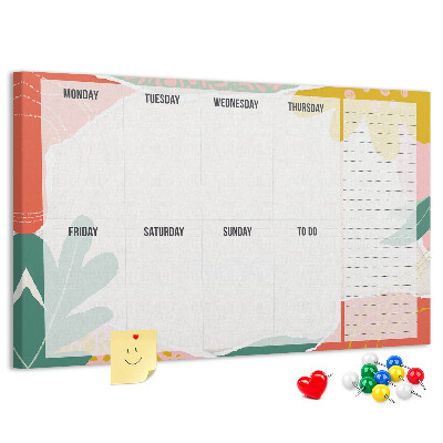 Tableau affichage liège Calendrier floral aux accents colorés