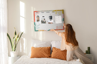 Tableau affichage liège Calendrier floral aux accents colorés
