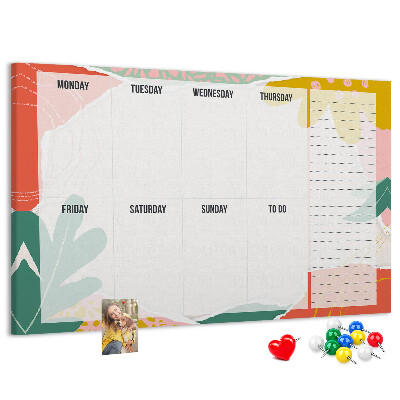 Tableau affichage liège Calendrier floral aux accents colorés