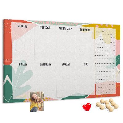 Tableau affichage liège Calendrier floral aux accents colorés