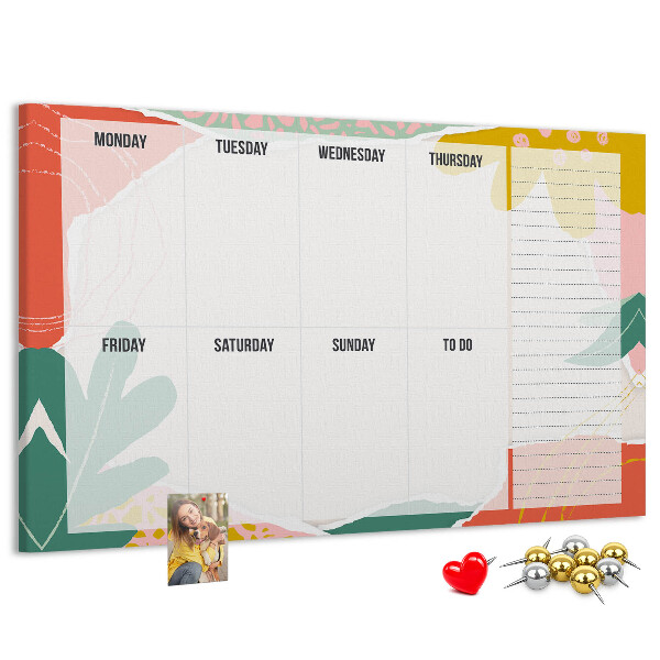Tableau affichage liège Calendrier floral aux accents colorés