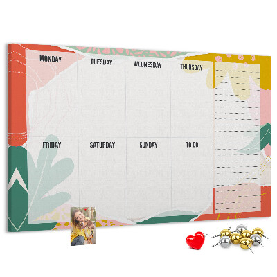 Tableau affichage liège Calendrier floral aux accents colorés