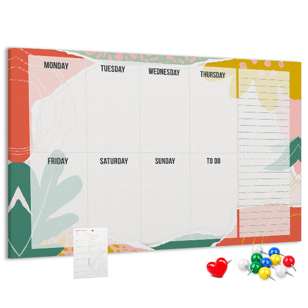 Tableau affichage liège Calendrier floral aux accents colorés