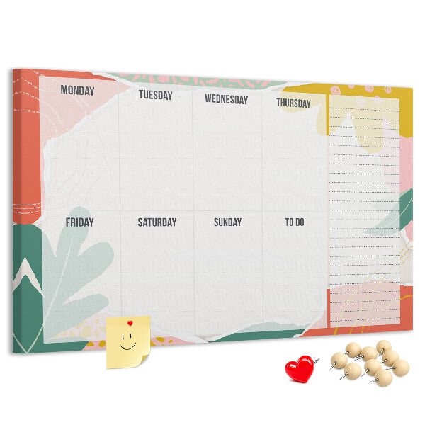 Tableau affichage liège Calendrier floral aux accents colorés