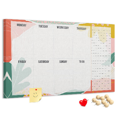 Tableau affichage liège Calendrier floral aux accents colorés