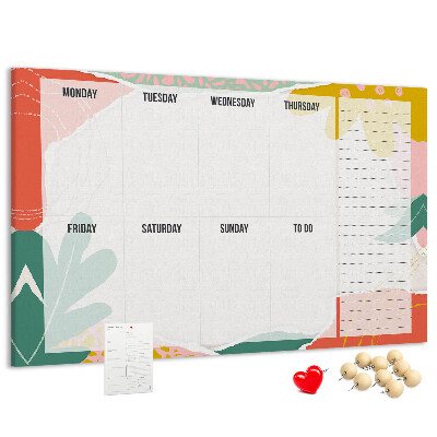 Tableau affichage liège Calendrier floral aux accents colorés