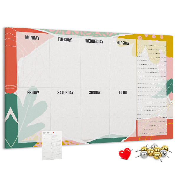 Tableau affichage liège Calendrier floral aux accents colorés