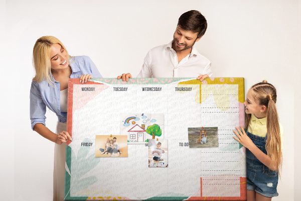 Tableau affichage liège Calendrier floral aux accents colorés