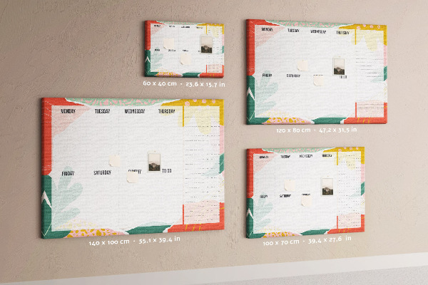 Tableau affichage liège Calendrier floral aux accents colorés