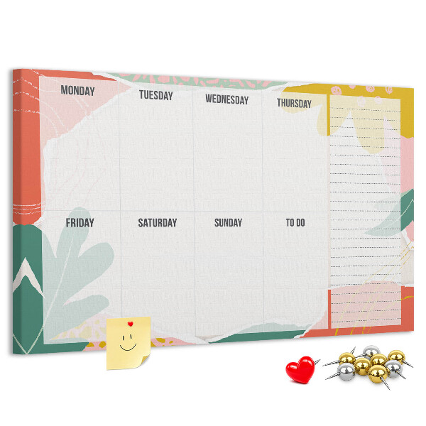 Tableau affichage liège Calendrier floral aux accents colorés